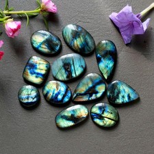 11 Pcs 221 Cts Natural Labradorite Cabochon Loose Gemstone 30x15 15x15mm 16529