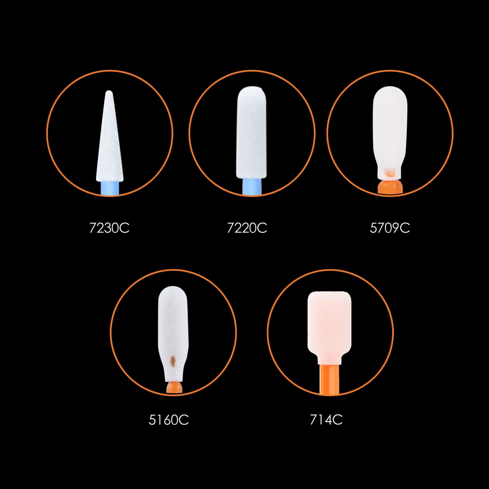 Foam Tip Cleaning Swab Kit 5 Types, 100 Pack Cleanroom Sponge Stick Foam Swab...