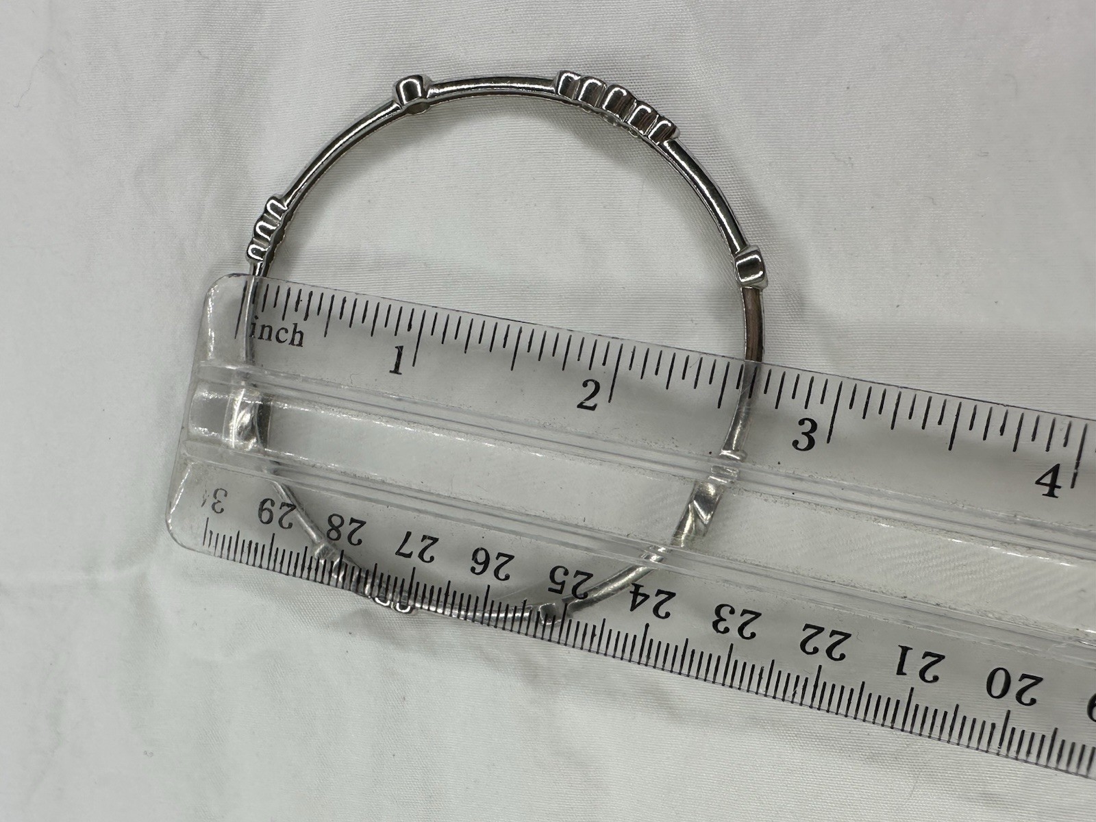 Sterling Silver Bangle Solid Crystal 925 Signed R… - image 6