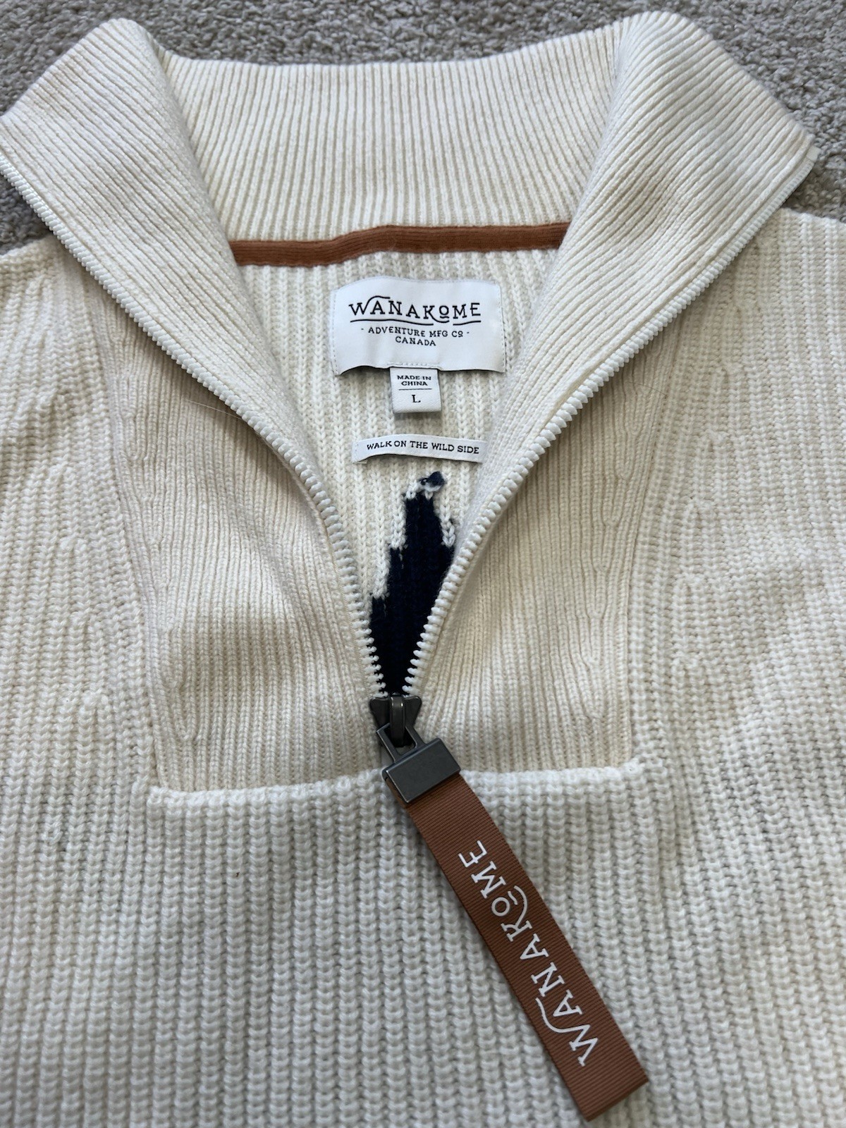 Wanakome Star Sweater 1/4 Zip Off Winter White  Size Large Cream