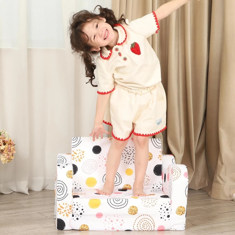 Sofá infantil fuegos artificiales, sofá plegable 2 en 1, convertible en cama para niñas Foto 3 de 4