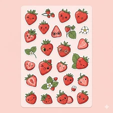 Strawberry Stickers Journal Scrapbook