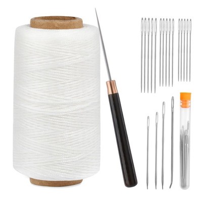 TLKKUE Strong Upholstery Repair Waxed Thread Kit, 273 Yards White