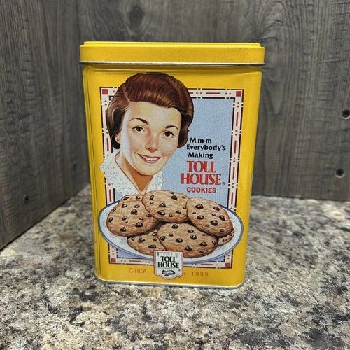 Vintage Look 1939 1942 1954 Toll House Cookie Collector’s Tin With Recipe Yellow