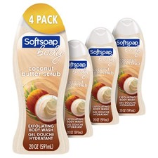 Softsoap Coconut Butter Scrub Exfoliating Body Wash Pack of 4 20 Fl Oz