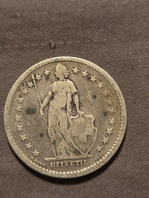 1878 B 2 Francs Switzerland Silver Coin VF Detail Helvetia World Coin .835