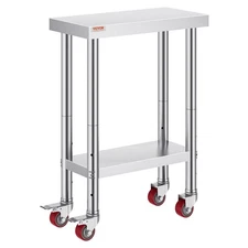24x12in Modular Stainless Steel Work Table with Locking Wheels