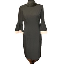 Lauren Ralph Lauren Women's 6 Black With Bell Sleeves Pink Trim Lined Back Slit