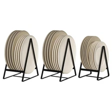 Triangle Plate Holders Upright Dish Drying Rack Set 2 Large 1 Small Black