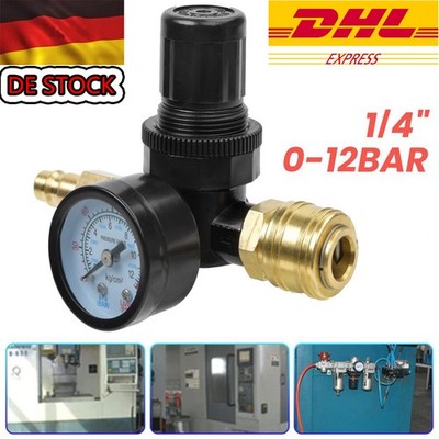 Druckminderer Druckregler 1/4'' mit Manometer Schnellanschluss für Luftverdichter
