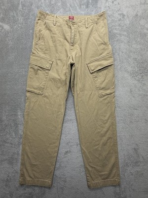 Levis Pants Mens Measured 34x30 Beige XX Cargo Taper Stretch Pockets Regular Fit