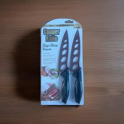 Stainless Steel STAYS SHARP FOREVER Copper Knife 2 Pack Brand New