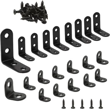 30PCS Black 304 Stainless Steel L Brackets – 90° Right Angle Shelf Corner Braces
