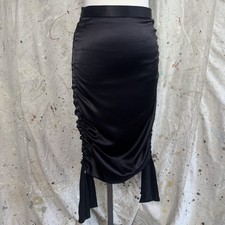MOSCHINO CHEAP AND CHIC 2010 RUNWAY RUCHED BOTTOM TIE BLACK PENCIL SKIRT - 6