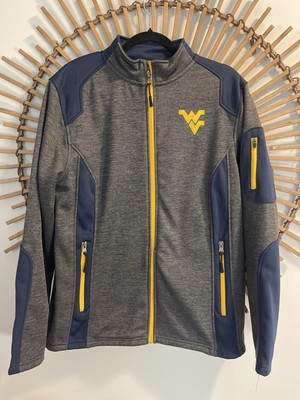 Men s NWT Colosseum West Virginia University Full Zip Jacket Grey Navy Fleece  M