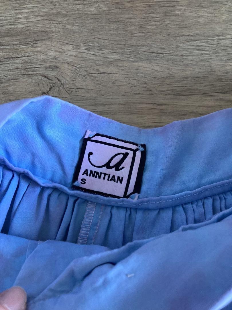 ANNTIAN Cotton Sarouel Pants Blue S Size