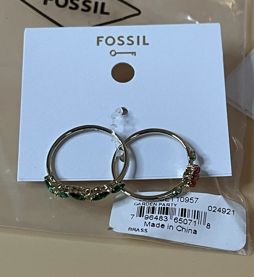 Juego de anillos cristales multicolores fiesta jardín FOSSIL talla 7 Foto 3 de 4