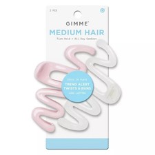 Pack of 2 Gimme Beauty Medium Hair Claw Clip Pink/White Women Fashion Design