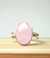 Natural Rose Quartz Ring, Statement Ring, 925 Sterling Silver, Oval Ring