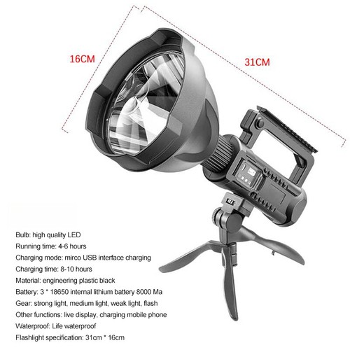 99999LM Lampe de Poche Étanche Lanterne de Pêche Projecteur USB Projecteur US - Photo 9/9