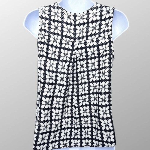 Camiseta sin mangas Maeve para mujer 6 negra blanca floral Coralie Anthropologie bordada - Imagen 8 de 14