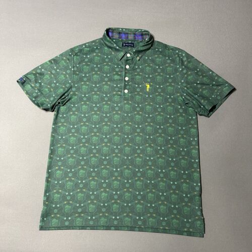 William Murray Golf Polo Shirt Mens Medium Green Whiskey Glass Short Sleeve