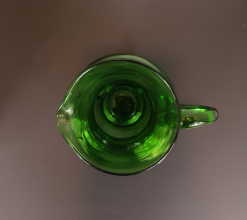 Vintage mundgeblasener grüner Glas Wasserkrug 73/4" hoch Handarbeit siehe Bilder - Bild 3 von 17