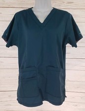 Maevn Medium Scrub Top Green Short Sleeve Floral Lined Medical