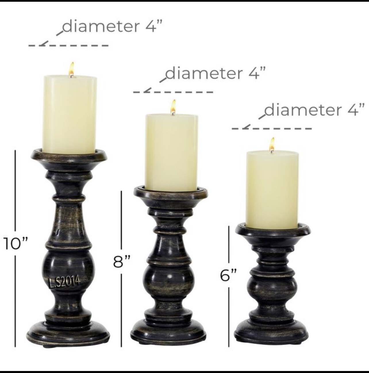 Farmhouse Wooden Candle Holders for Pillar Candles Set of 3 | eBay