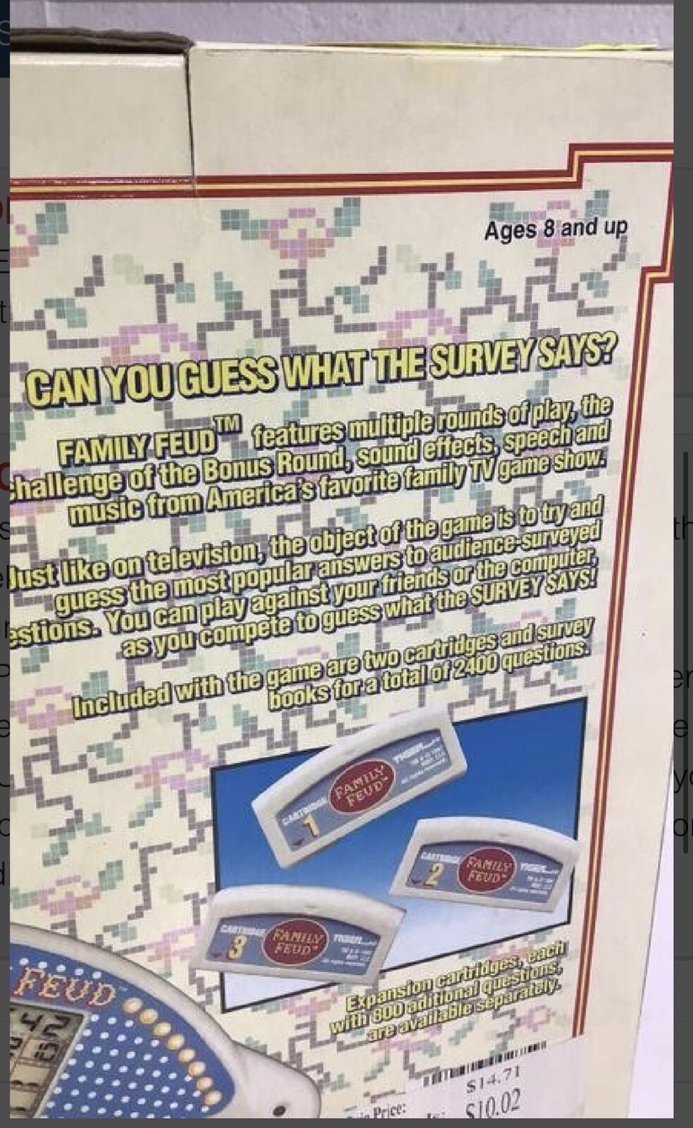 Vintage Tiger Family Feud Handheld Electronic Game Unit Cartridge 1997