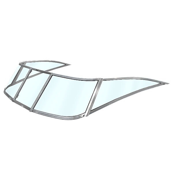 Sea Fox Boat Windshield | Light Blue Glass Aluminum 102 1/2 Inch