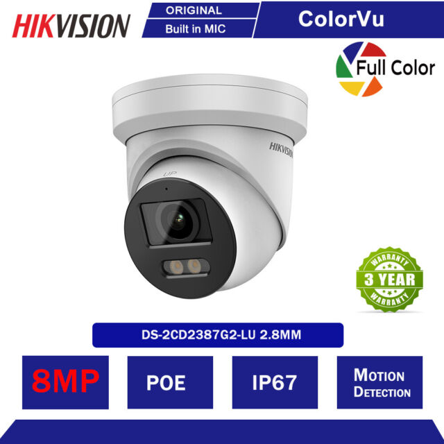 8MP Hikvision Original ColorVu Security Camera 4K DS-2CD2387G2-LU 2.8MM MIC POE
