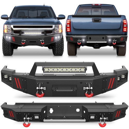 Front or Rear Bumper W/ Winch Plate&LED Light For Chevy Silverado 1500 2007-2013 - Picture 16 of 23