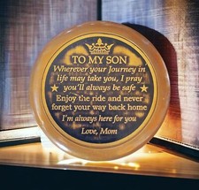 To My Son Love Mom Engraved Brass Compass Graduation Birthday Gift