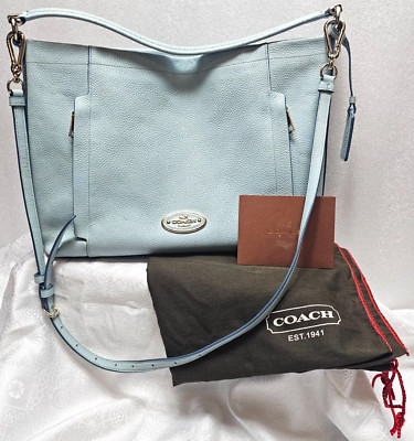 Coach Blue Pebbled Leather Scout Hobo Purse J1481 (34312) W Coach Blue Pebbled Leather Scout Hobo Purse J1481 (34312) W