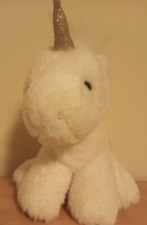 FAO Schwartz 2022 Unicorn Plush Stuffed Animal White Gold Glitter 9"