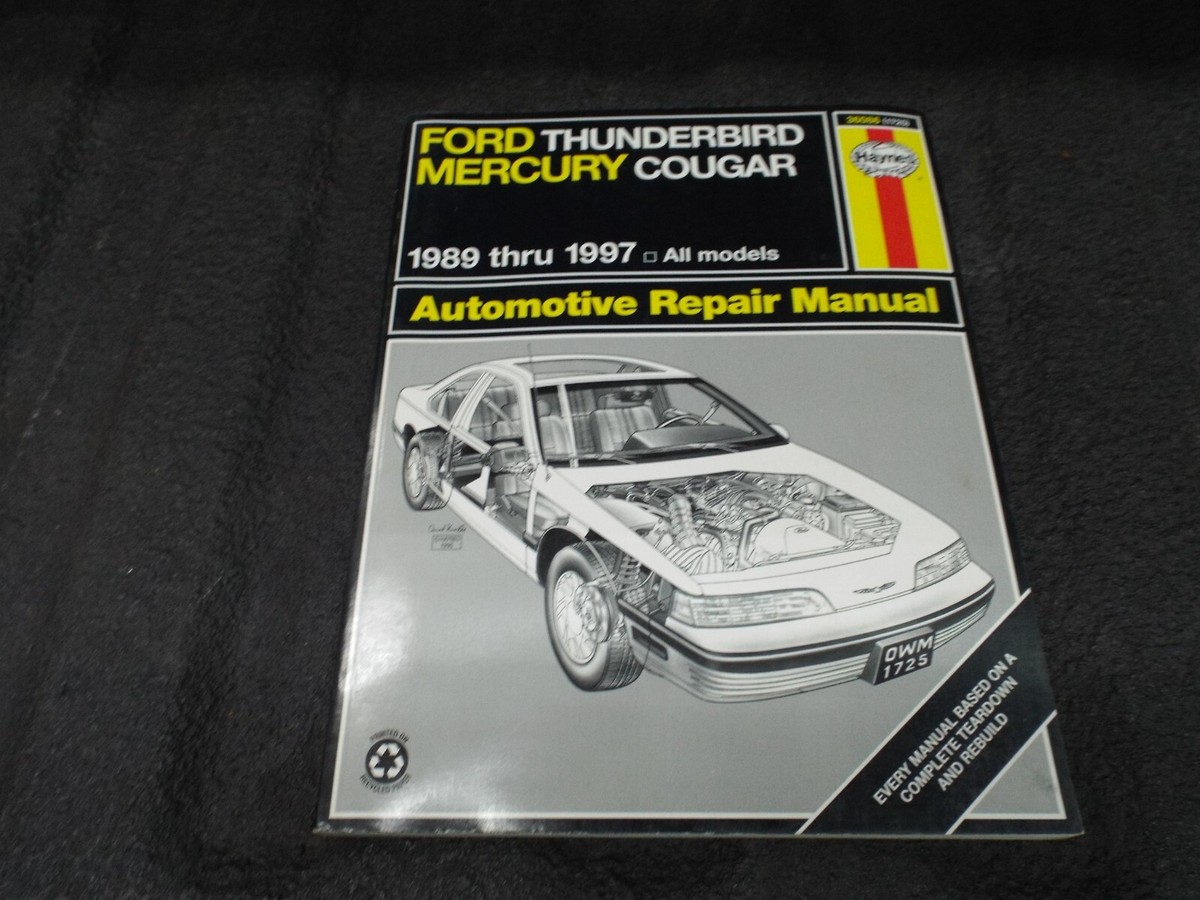 Repair/Shop Manual 1989 1997 Ford Thunderbird Mercury Cougar XR-7