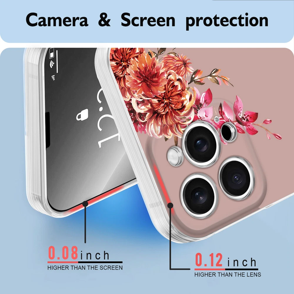 Floral TPU Phone Case for iPhone 15 16 Plus 14 13 12 11 XS Pro Max