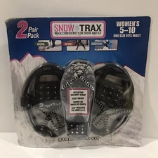 NEW SNOW-TRAX 2 PAIR ICE TRACTION WOMEN'S STRETCH FIT SIZE 5-10 FOR SHOES BOOTS