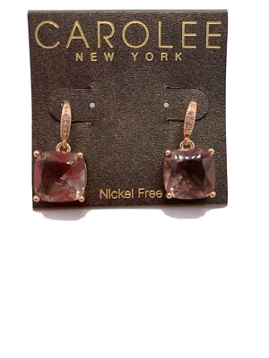 $45 CAROLEE Rose Gold Tone Stone Crystal 3/4” DROP