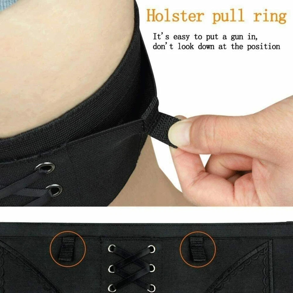 Tactical Carry Concealed Elastic Women's Ladies Leg Band Thigh Gun Holster Black - Image 4 of 4