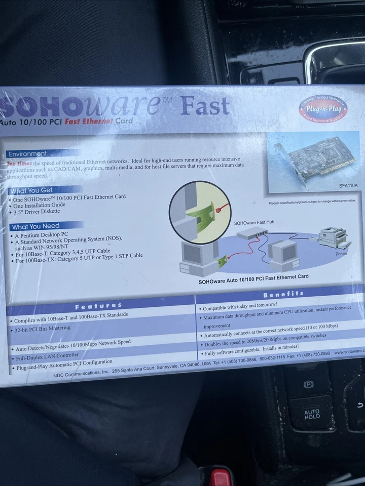 SOHOware Fast Auto 10/100 PCI Ethernet Card (SFA110A) - NEW Sealed - Image 2 of 2