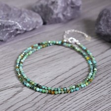 African Turquoise 2mm Beaded Choker Healing Dainty Delicate Women Necklace Gift