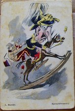 Russian postcard. Cartoon of Kaiser Wilhelm & the Austrian Emperor, Warsaw 1914.