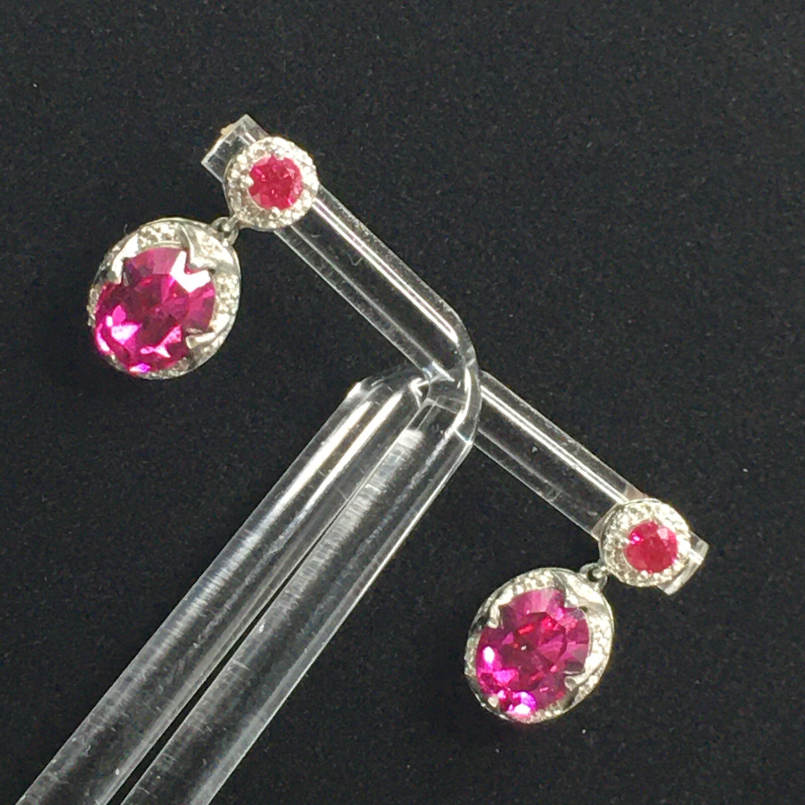 KARIS Sterling Silver Simulated Ruby Dangle Earri… - image 20