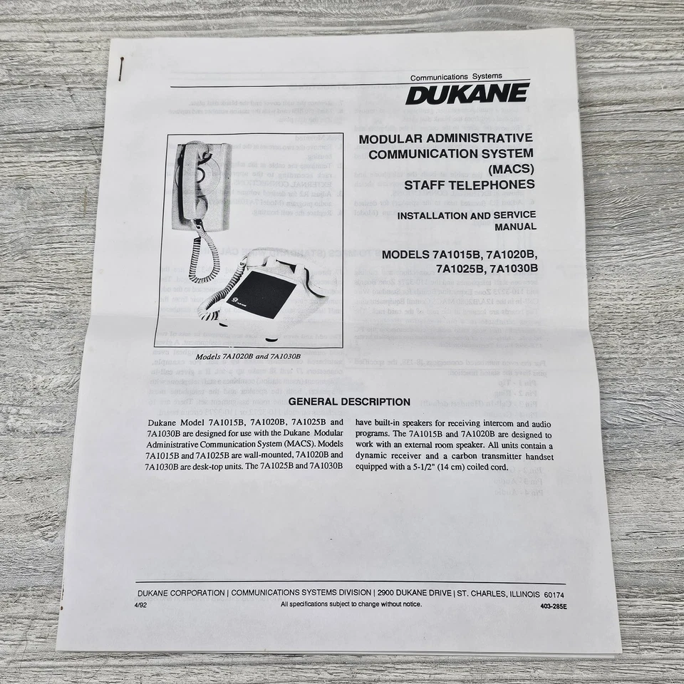 Dukane 7A1015B Modular Administrative Communication System MACS Wall Telephone - Image 3 of 4