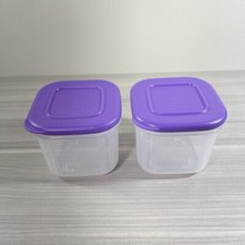 Tupperware Clear Mates Minis Mini 6 oz Sheer Purple Seals Set of 2 New
