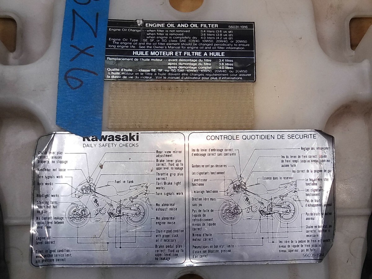 1998 KAWASAKI ZX6 REAR SEAT PILON SADDLE ZX 600 STOCK OEM | eBay