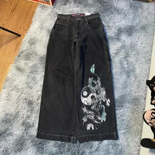 Unisex JNCO Hip-Hop Baggy Freizeit Skateboard Denim Retro weites Bein Hose Jeans - Bild 15 von 36
