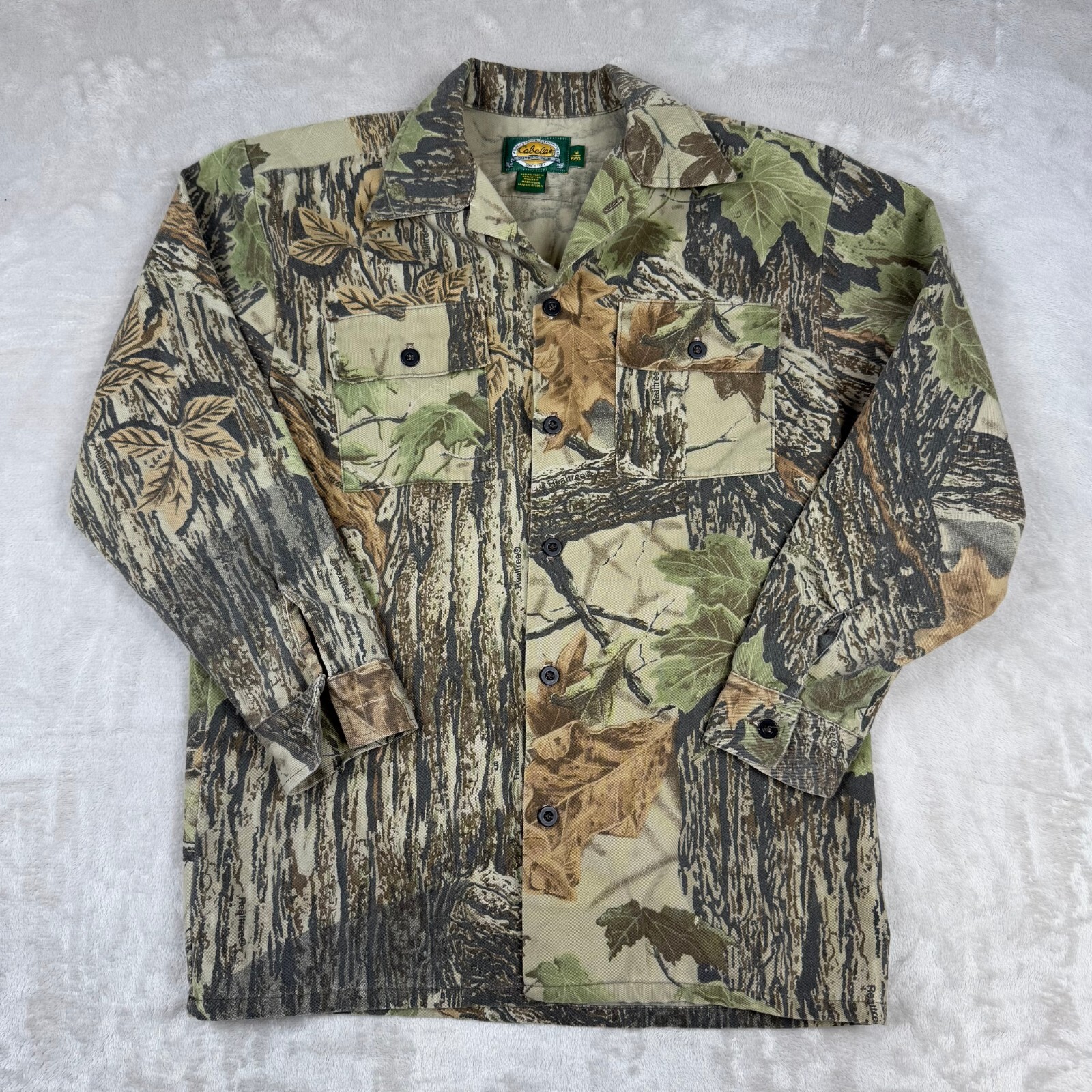 Vintage Cabela’s Real Tree Camouflage Button-Up Shirt Jacket Size Small (14)